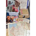 TWO BOXES OF ROYAL MEMORABILIA AND PIANOFORTE SHEET MUSIC to include a collection of Orbis World War