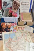 TWO BOXES OF ROYAL MEMORABILIA AND PIANOFORTE SHEET MUSIC to include a collection of Orbis World War