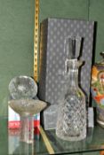 A BOXED WATERFORD CRYSTAL 'ALANA ESSENCE' PATTERN DECANTER AND OTHER GLASSWARES, comprising mallet