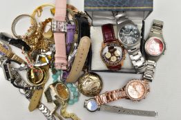 A BAG OF ASSORTED WRIST WATCHES, eighteen wrist watches, names to include Sekonda, Geneve and Sesky,