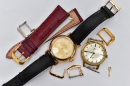 A SELECTION OF WRISTWATCHES AND WATCH PARTS, to include a yellow metal 'Zenith' watch head, the