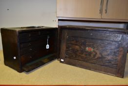 TWO OAK NESLEIN ENGINEER'S TOOL CHESTS, the larger tool box has eight drawers, height 51cm x width