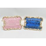 19TH CENTURY ADVERTISING / WORCESTER PORCELAIN INTEREST, two porcelain plaques of rectangular