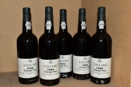 VINTAGE PORT, five bottles of TAYLOR'S 1985 Vintage Port, bottled in 1987, 20.5% vol, 75cl, seals