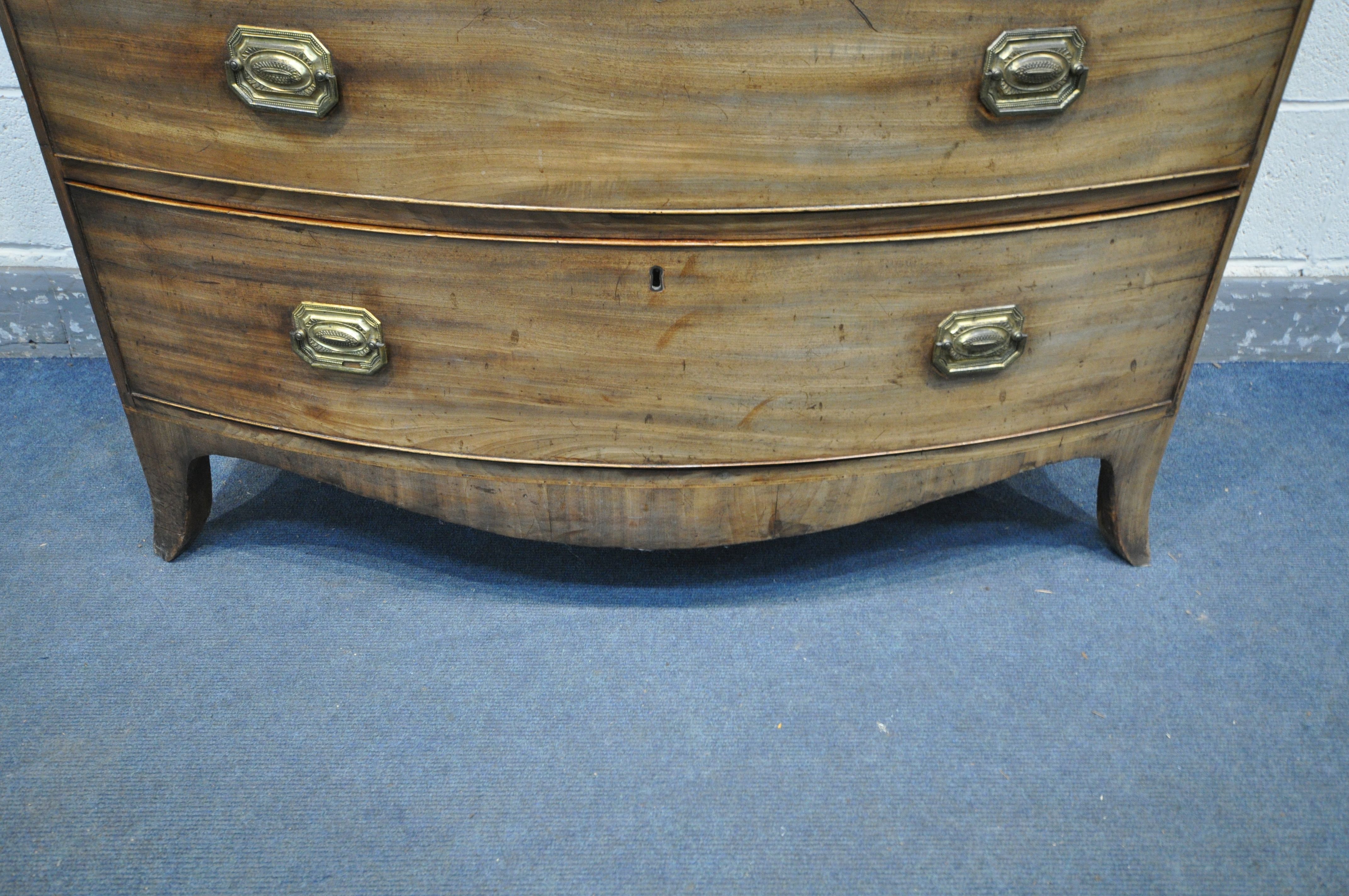 A GEORGE IV WALNUT BOWFRONT CHEST ON CHEST, of two short over six long graduated drawers, brass - Image 11 of 11