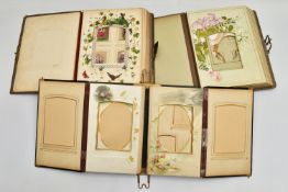 VICTORIAN / EDWARDIAN PHOTOGRAPH ALBUMS, three leather-bound, brass clasped Photograph albums with
