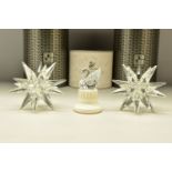 TWO BOXED SWAROVSKI CRYSTAL 143L STAR CANDLEHOLDERS (013748), 1987 retired 1996, height 11cm x width