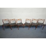 JOHANNES ANDERSEN FOR CHRISTIAN LINNEBERGS MØBELFABRIK, a set of six Danish teak dining chairs, with