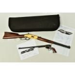 AN UBERTI MINIATURE .44” WINCHESTER YELLOWBOY RIFLE, SERIAL NUMBER 205 AND AN UBERTI MINIATURE