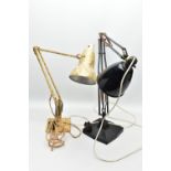 TWO HERBERT TERRY & SONS LTD ANGELPOISE LAMPS, comprising model 1208 with a painted black finish,