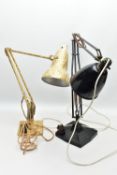 TWO HERBERT TERRY & SONS LTD ANGELPOISE LAMPS, comprising model 1208 with a painted black finish,