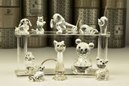 TEN BOXED SWAROVSKI CRYSTAL ORNAMENTS, from various collections, comprising two from Woodland