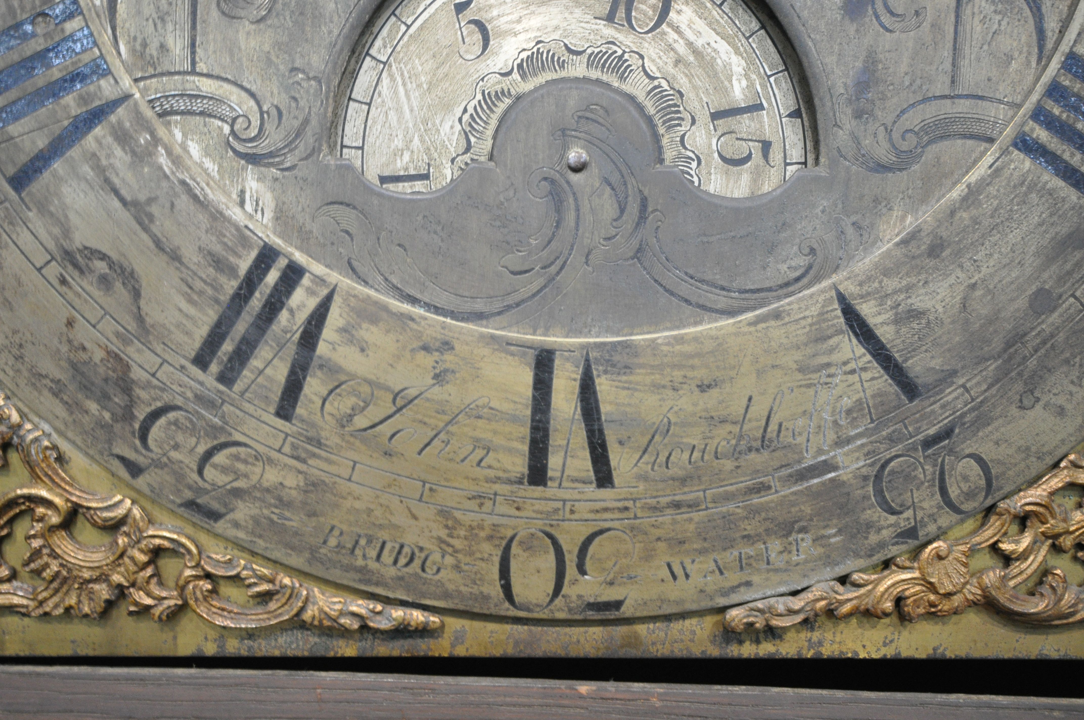 A HEAVILY CARVED EIGHT DAY LONGCASE CLOCK, the 11.5 inch brass and silvered dial singed John - Image 8 of 21