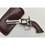 AN ANTIQUE .32” SOLID FRAME RIM-FIRE REVOLVER BEARING NO MAKER'S NAME, the butt bears the serial
