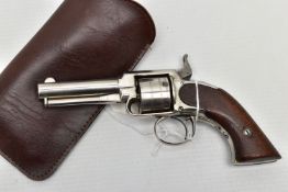 AN ANTIQUE .32” SOLID FRAME RIM-FIRE REVOLVER BEARING NO MAKER'S NAME, the butt bears the serial