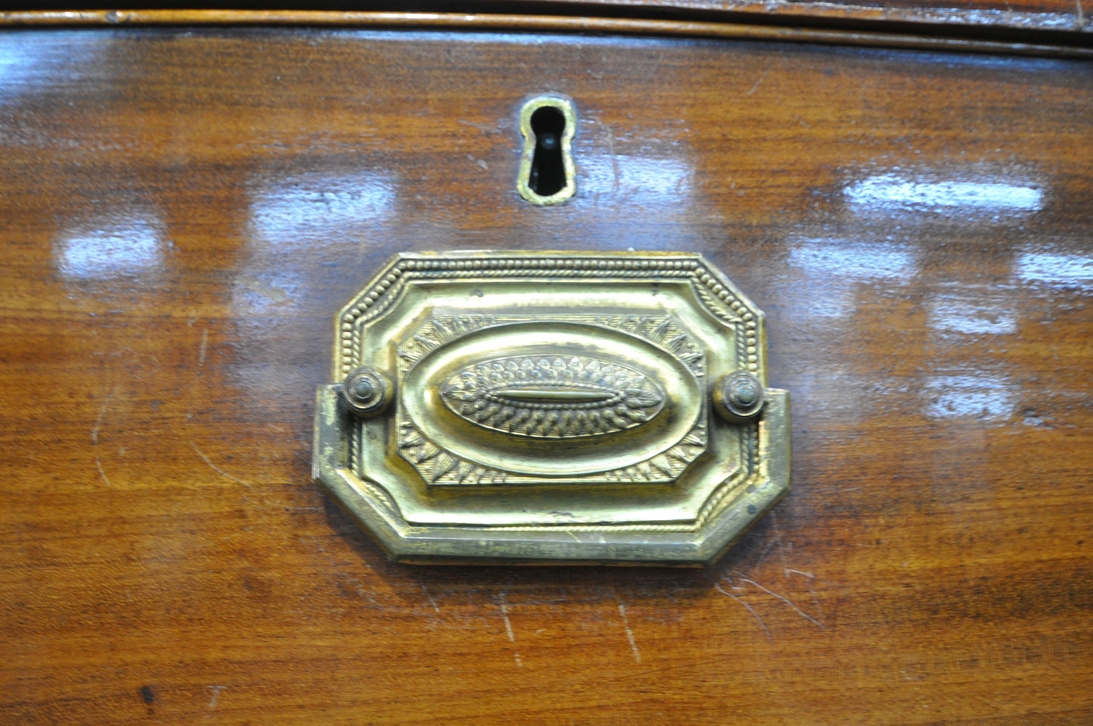 A GEORGE IV WALNUT BOWFRONT CHEST ON CHEST, of two short over six long graduated drawers, brass - Image 8 of 11