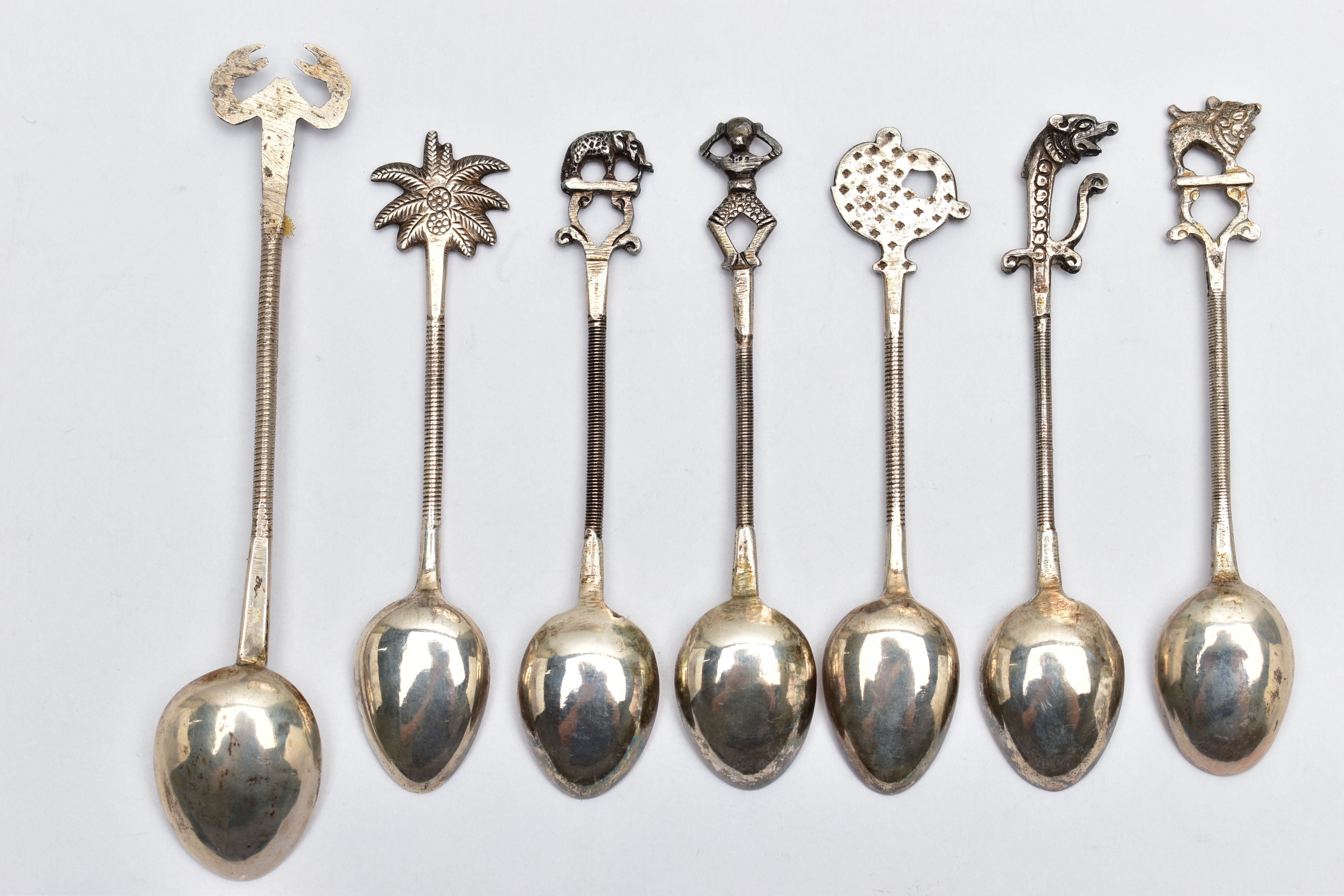 A GEORGE VI SILVER MUG, AN INDIAN WHITE METAL TRAY AND SEVEN INDIAN WHITE METAL COFFEE SPOONS, the - Image 10 of 10