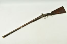 AN ANTIQUE SIDE BY SIDE PERCUSSION SHOTGUN BEARING THE NAME STYAN ON ITS LOCKS, the Birmingham proof