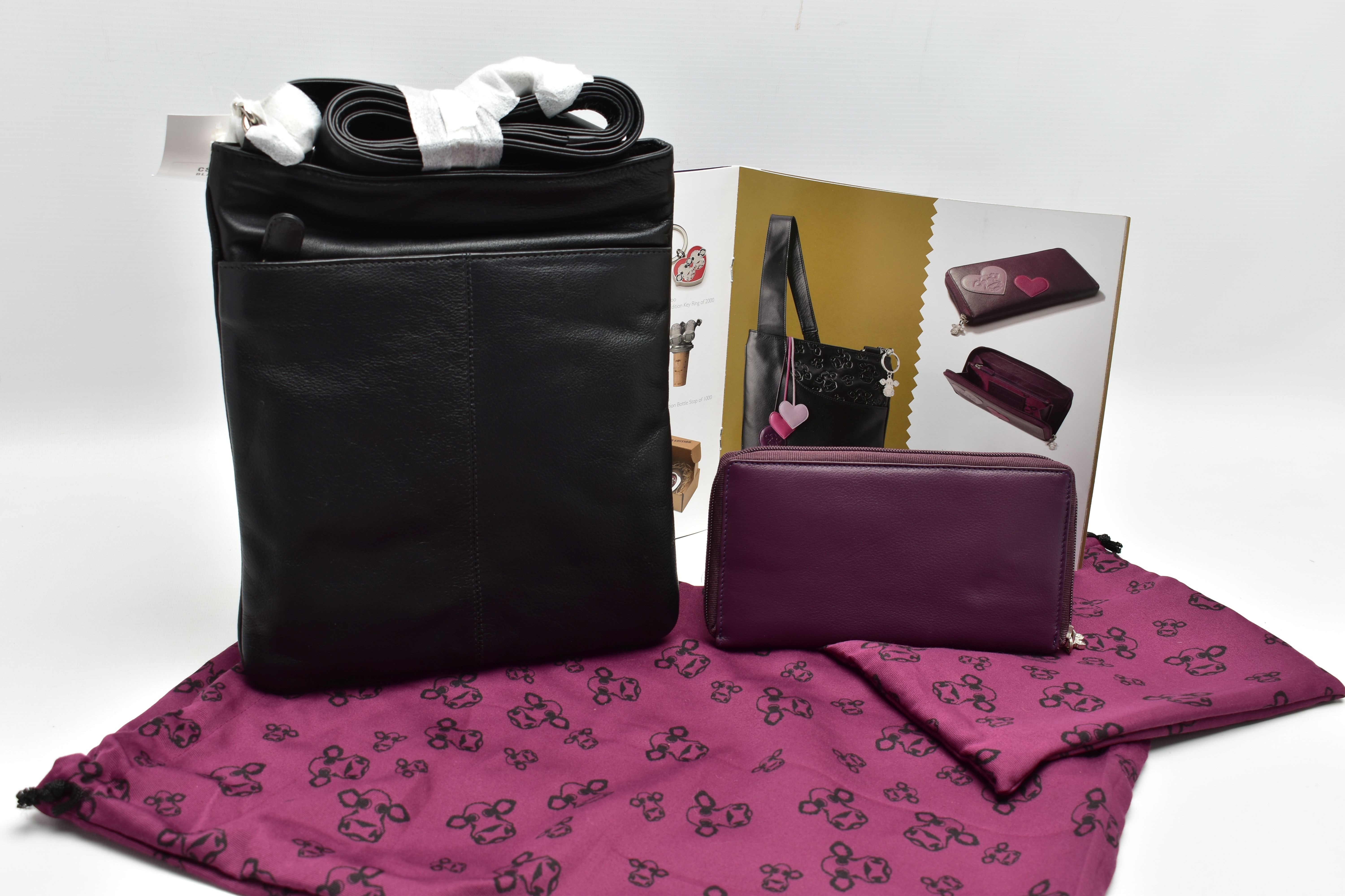 LIMITED EDITION CAROLINE SHOTTON 'BRANDED' BLACK LEATHER HANDBAG AND PLUM LEATHER PURSE, circa 2009, - Image 4 of 4