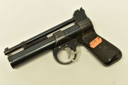 A .177” SMOOTH BORE WEBLEY & SCOTT JUNIOR AIR PISTOL, batch number 28581, its blued finish is rust