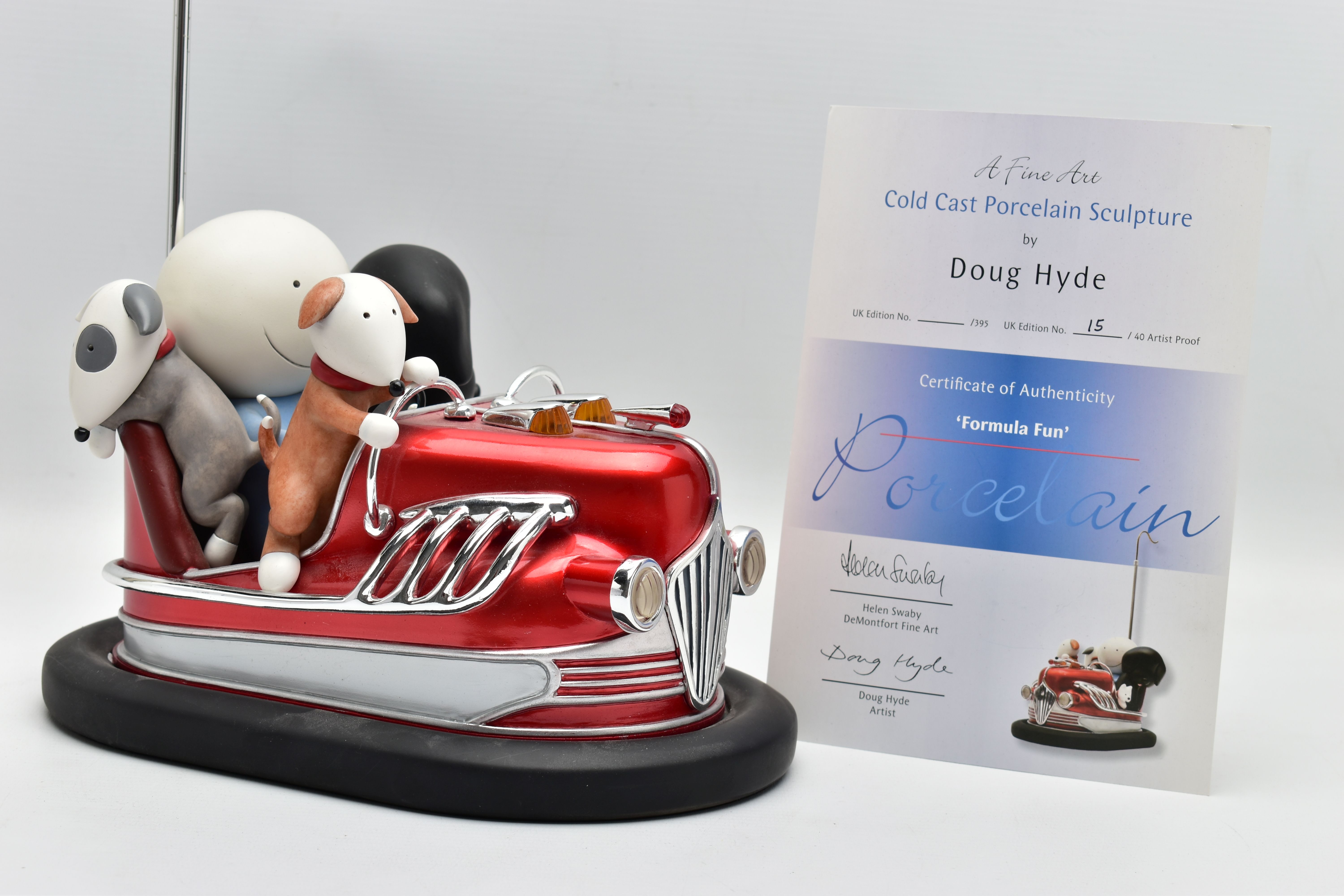 DOUG HYDE (BRITISH 1972) 'FORMULA FUN', an artist proof sculpture depicting a boy and his dogs in