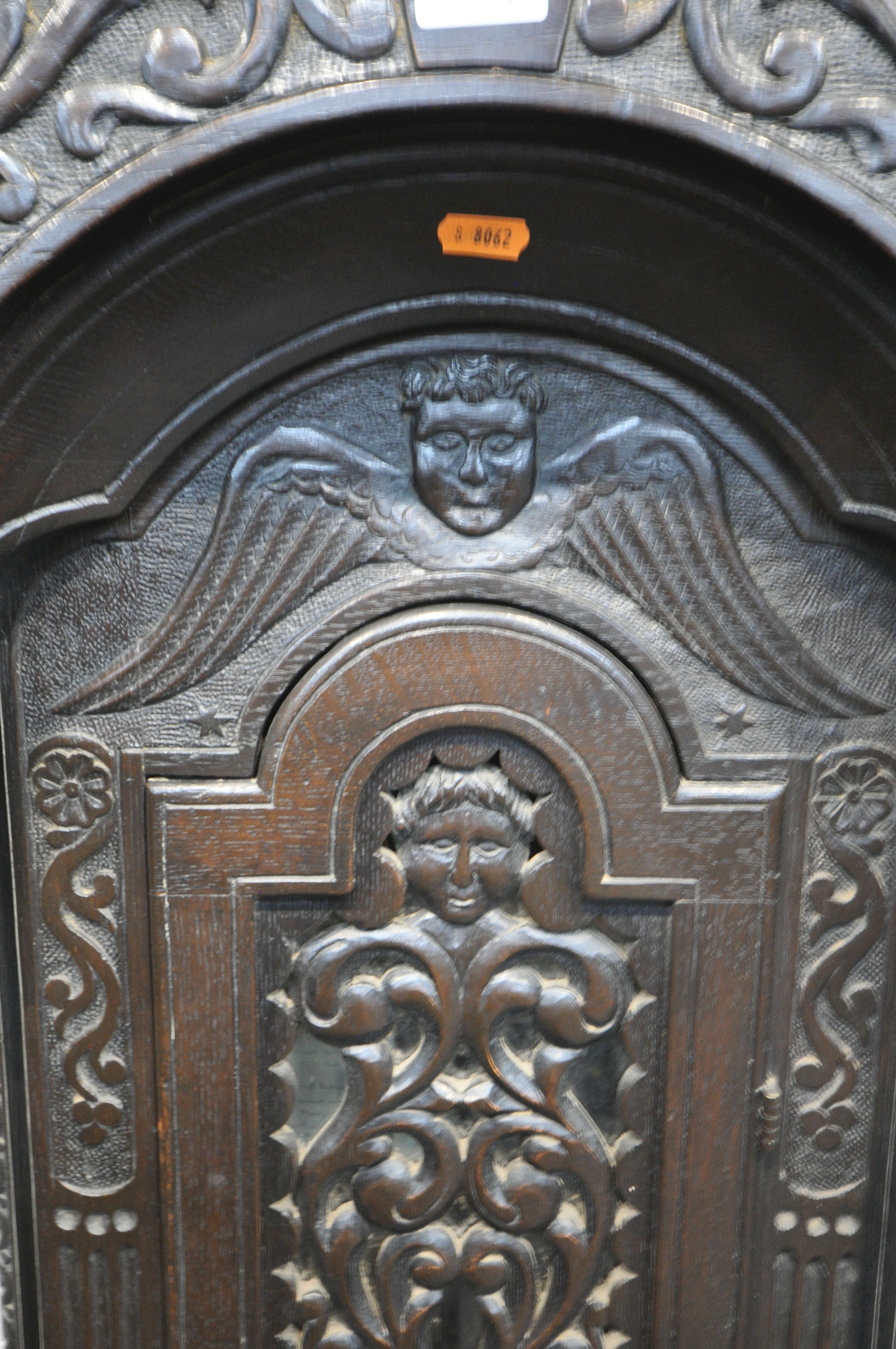 A HEAVILY CARVED EIGHT DAY LONGCASE CLOCK, the 11.5 inch brass and silvered dial singed John - Image 11 of 21