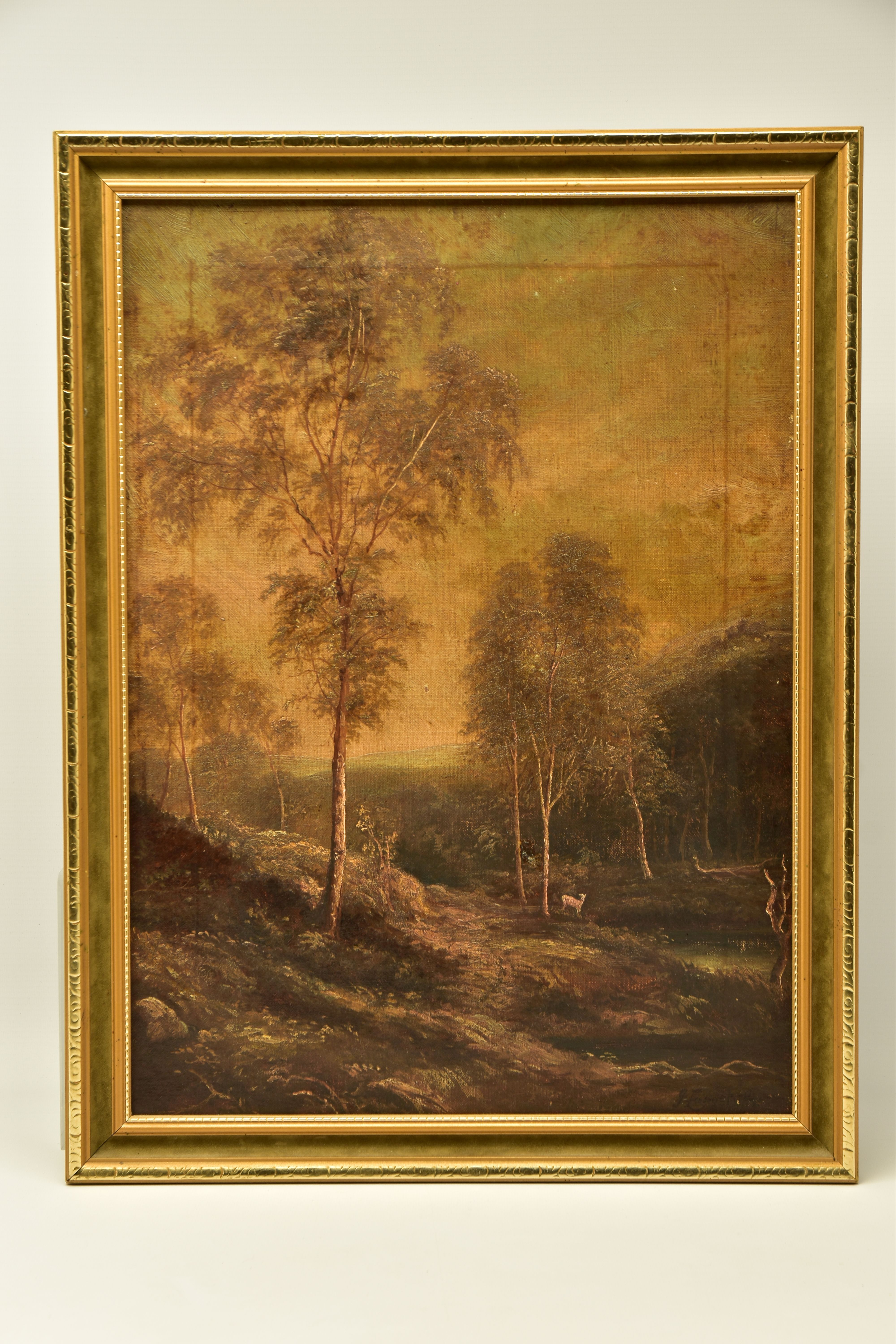 JOHN LONGSTAFFE (1849-1912) UNTITLED, AN ENGLISH SCHOOL LANDSCAPE, a path through a thinly wooded