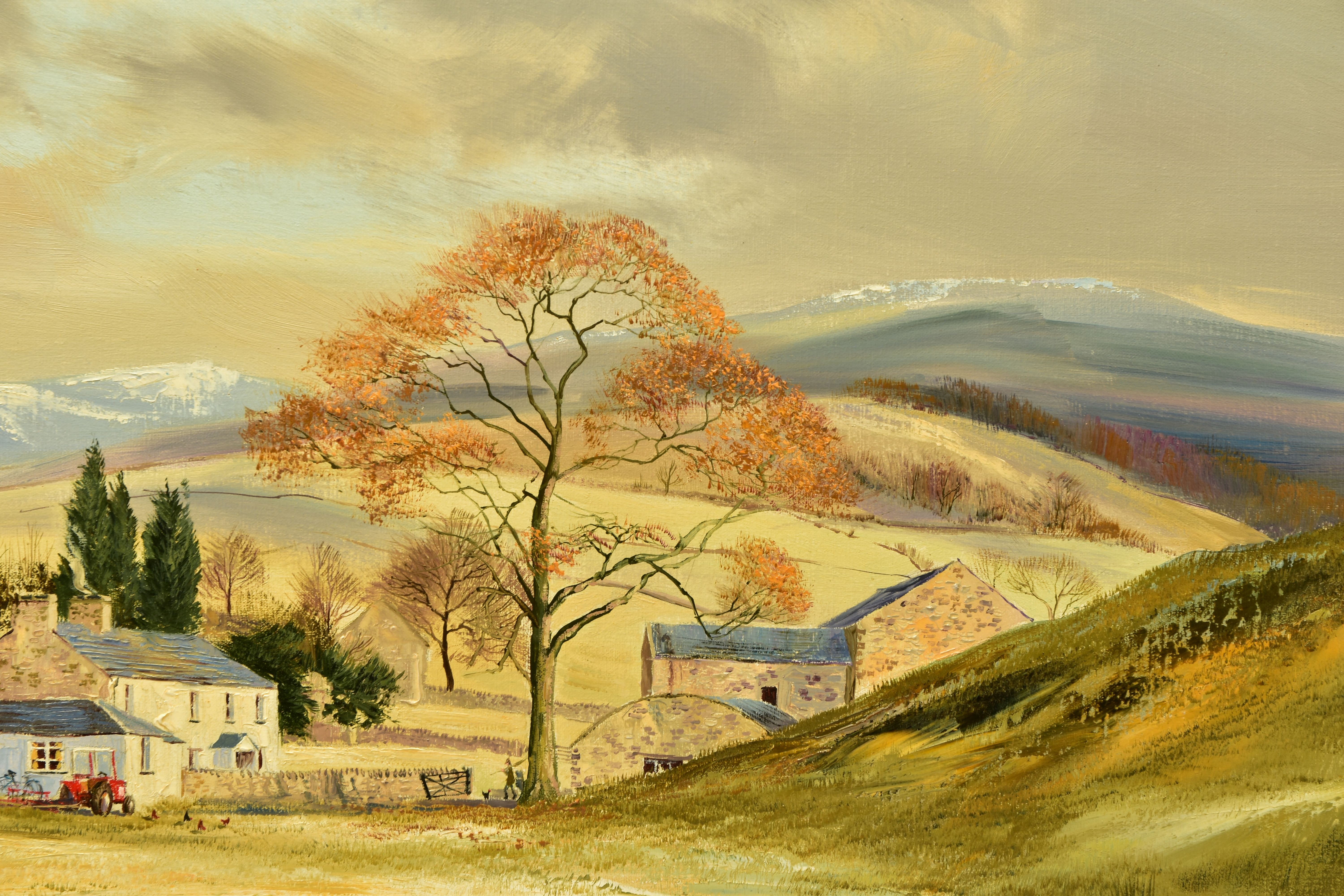 MICHAEL BARNFATHER (BRITISH 1934) 'GARTH FARM NEAR SEDBERGH', a Cumbrian landscape depicting a - Image 3 of 9