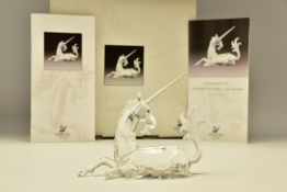 A BOXED SWAROVSKI COLLECTORS SOCIETY ANNUAL FIGURE FROM FABULOUS CREATURES TRILOGY - THE UNICORN