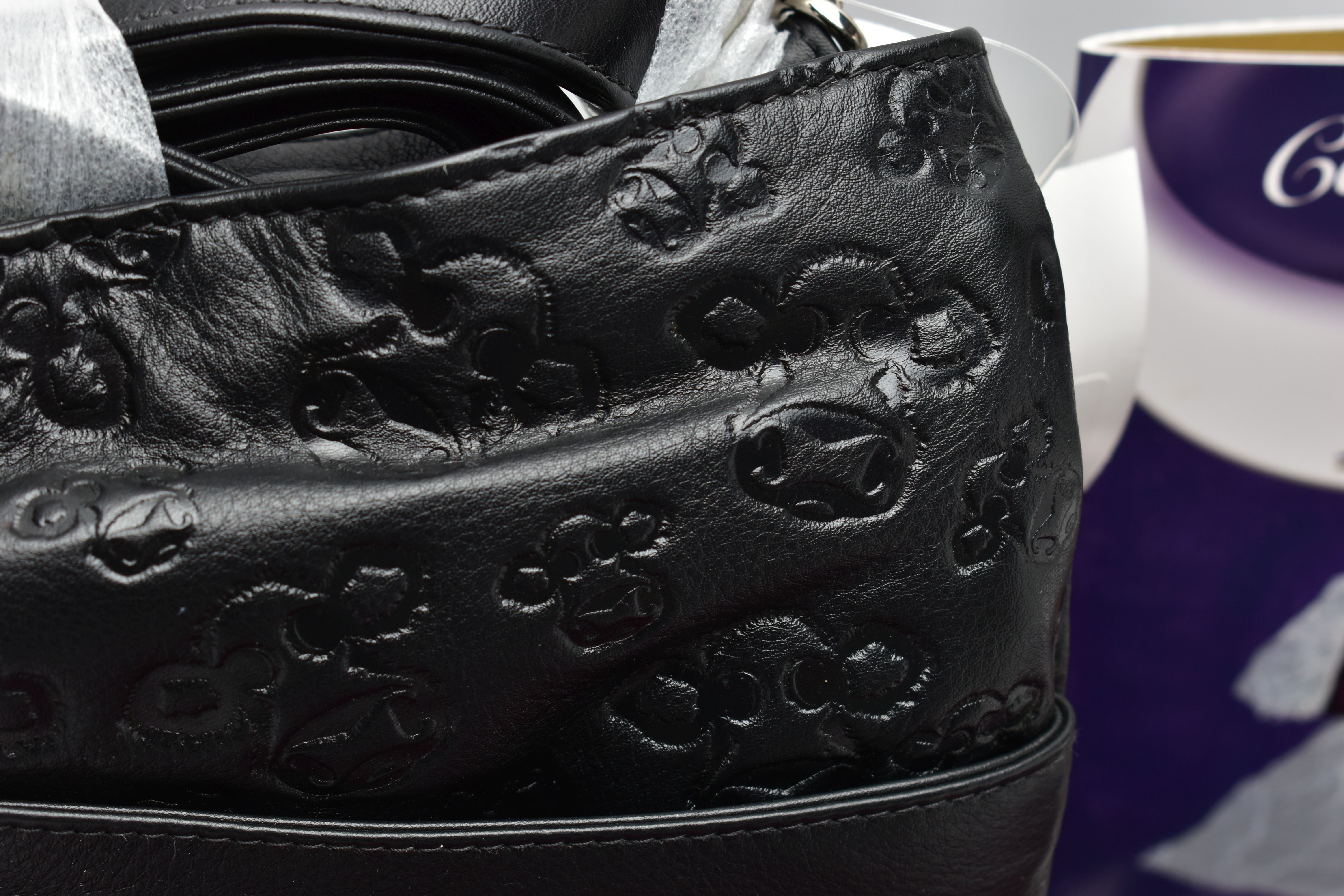 LIMITED EDITION CAROLINE SHOTTON 'BRANDED' BLACK LEATHER HANDBAG AND PLUM LEATHER PURSE, circa 2009, - Image 2 of 4