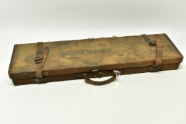 A CANVAS AND LEATHER GUN CASE BEARING A J.W. TOLLEY LABEL, J & W Tolley were a well-known firm of
