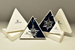 TWO BOXED SWAROVSKI ANNUAL CHRISTMAS ORNAMENTS 2000 AND 2001 (243452 and 267941), both designed by