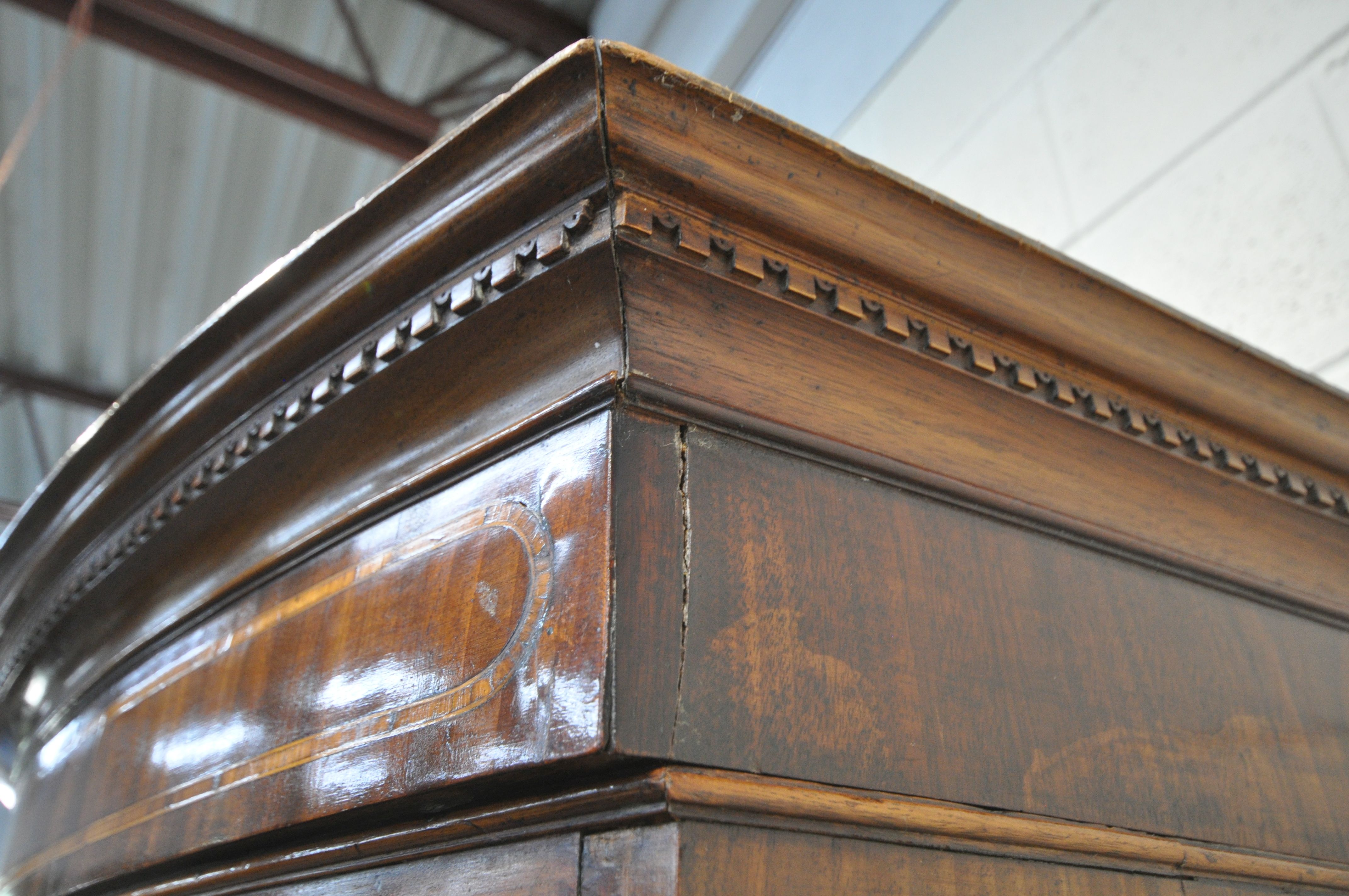 A GEORGE IV WALNUT BOWFRONT CHEST ON CHEST, of two short over six long graduated drawers, brass - Image 5 of 11