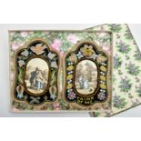 TWO VICTORIAN BEADWORK HANGING FRAMES, each of wavy outline with an oval aperture, one with a dove