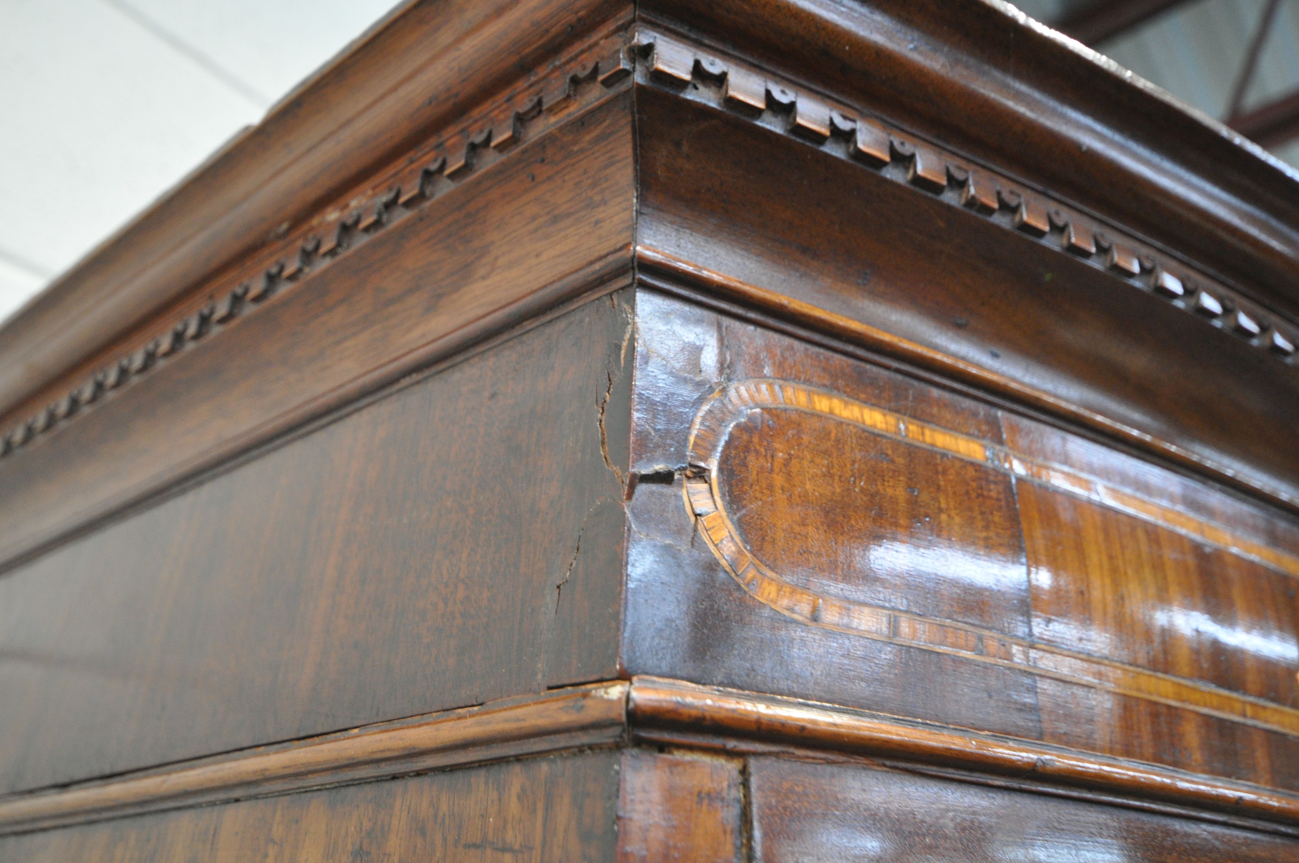 A GEORGE IV WALNUT BOWFRONT CHEST ON CHEST, of two short over six long graduated drawers, brass - Image 7 of 11