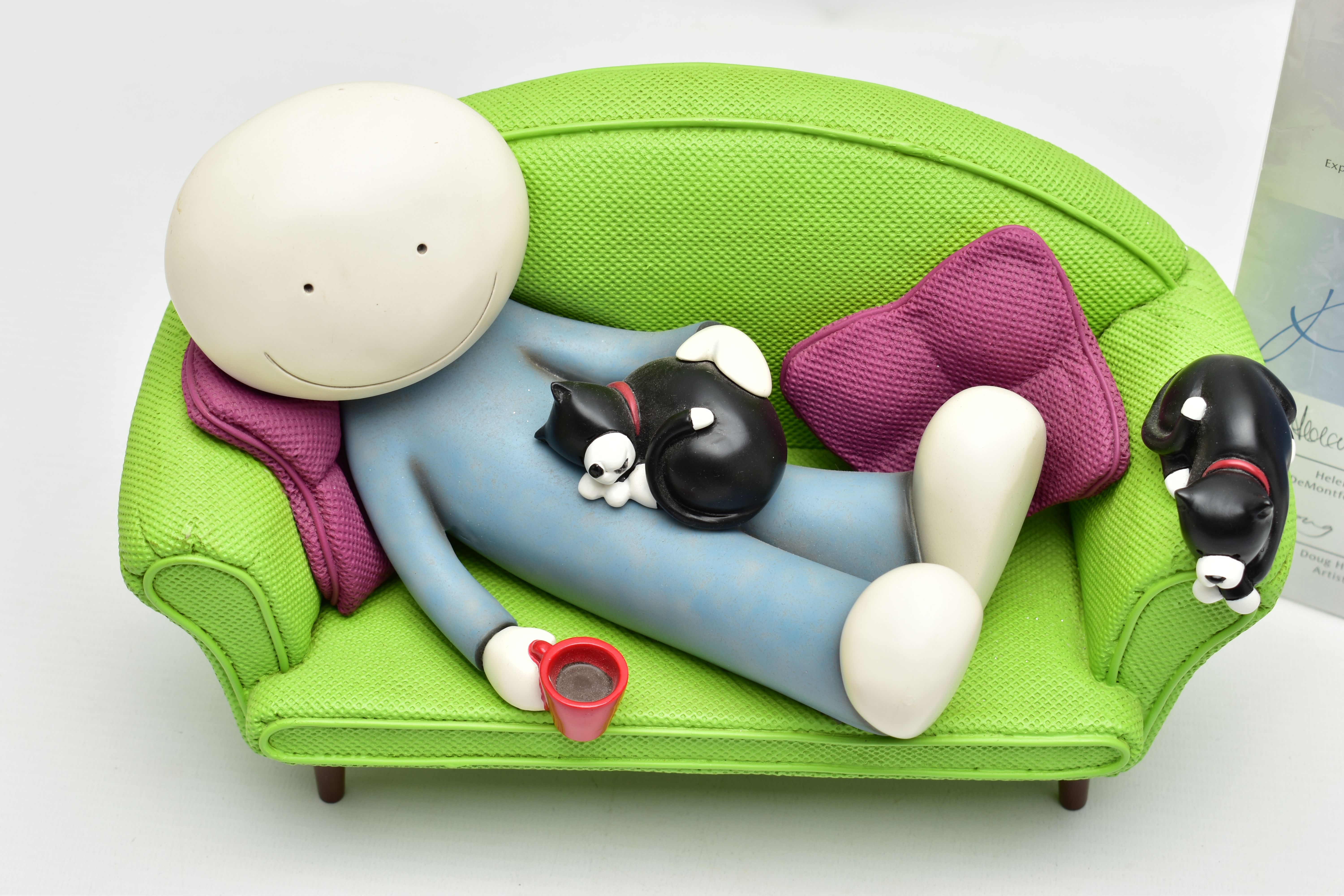 DOUG HYDE (BRITISH 1972) 'TWO CATS ARE BETTER THAN ONE', an artist proof sculpture depicting a boy - Image 2 of 6