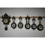 SIX LATE 19TH/EARLY 20TH CENTURY CARVED WOOD BAROMETERS, all unsigned (6) (condition:-two missing