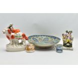 FIVE PIECES OF LATE 18TH / EARLY 19TH AND LATER CERAMICS, comprising an early 19th century pearlware