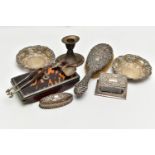 A SMALL PARCEL OF ASSORTED LATE VICTORIAN, EDWARDIAN AND LATER SILVER, comprising a pair of circular