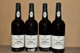 VINTAGE PORT, four bottles of TAYLOR'S 1985 Vintage Port, bottled in 1987, 20.5% vol, 75cl, seals