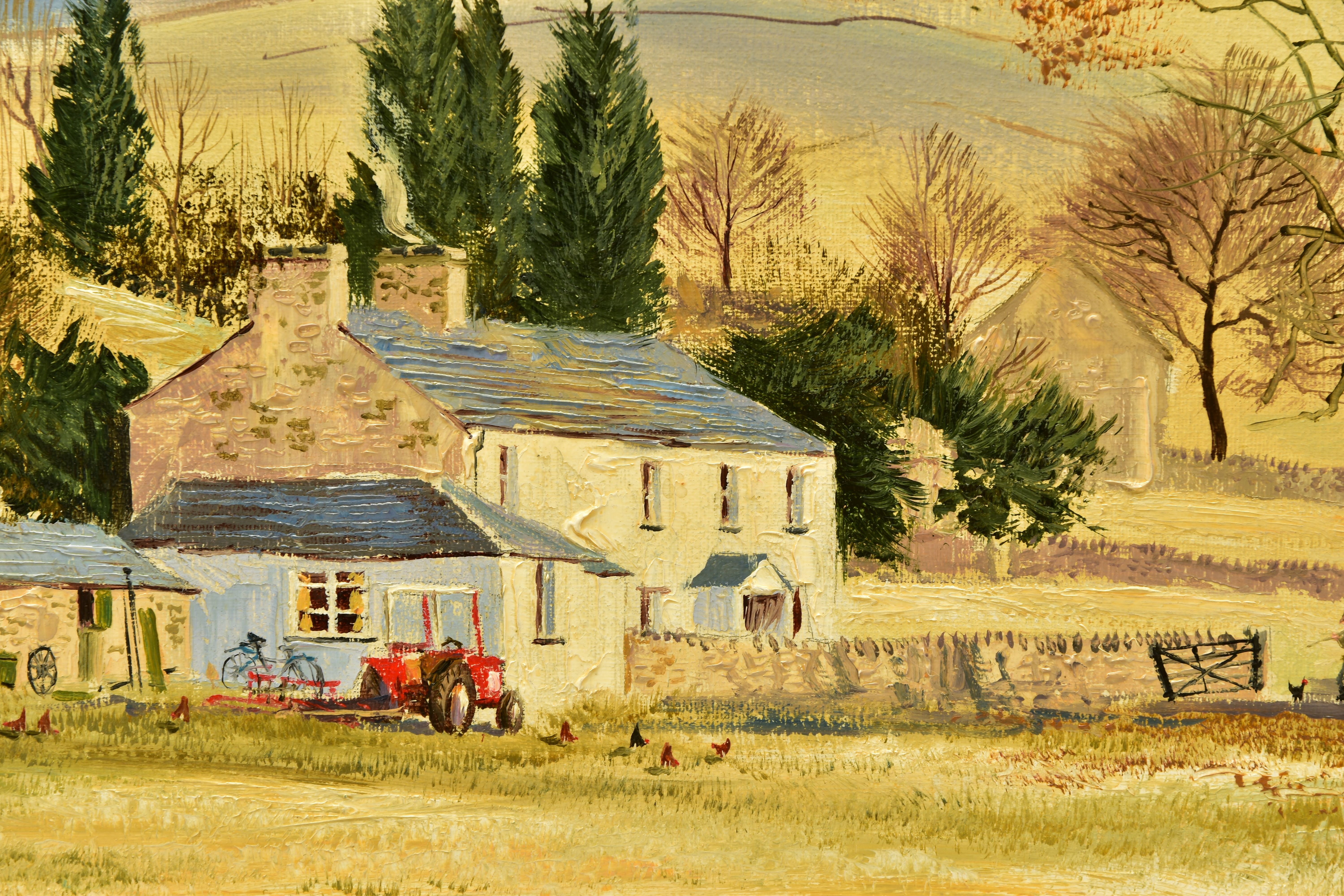 MICHAEL BARNFATHER (BRITISH 1934) 'GARTH FARM NEAR SEDBERGH', a Cumbrian landscape depicting a - Image 7 of 9