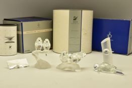 THREE BOXED SWAROVSKI COLLECTORS SOCIETY ANNUAL FIGURE GROUPS FROM CARING AND SHARING FIRST SERIES