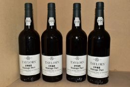 VINTAGE PORT, four bottles of TAYLOR'S 1985 Vintage Port, bottled in 1987, 20.5% vol, 75cl, seals