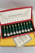 A CASED SET OF ELIZABETH II SILVER LIMITED EDITION 'THE QUEEN'S BEASTS' SPOONS, the ten spoons