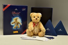 A BOXED STEIFF LIMITED EDITION DANIEL THE SWARVOSKI TEDDY BEAR, 2004, named after Daniel