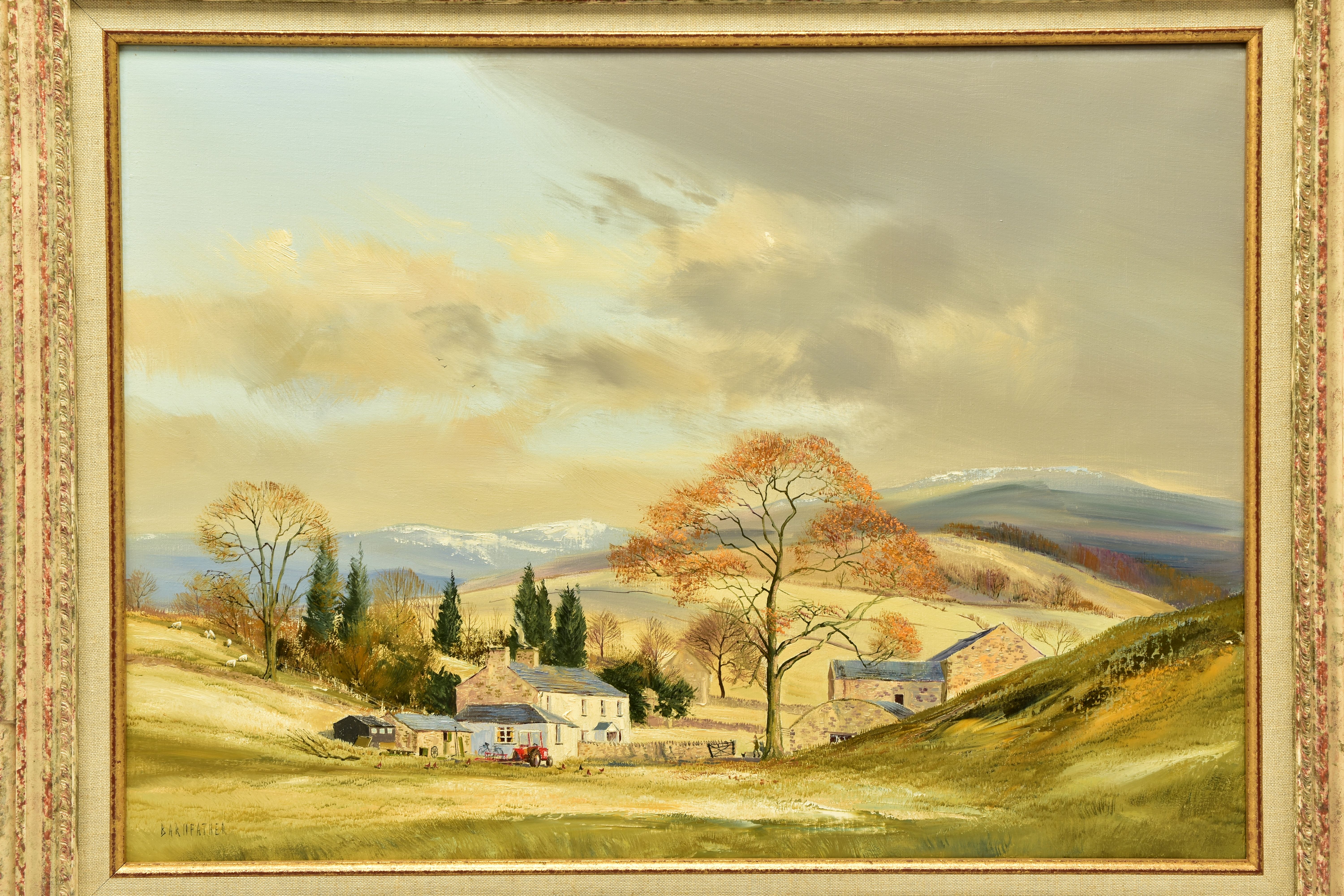 MICHAEL BARNFATHER (BRITISH 1934) 'GARTH FARM NEAR SEDBERGH', a Cumbrian landscape depicting a - Image 2 of 9
