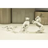 THREE BOXED SWAROVSKI CRYSTAL ANIMALS, comprising two from African Wildlife series Cheetah (
