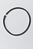 ANCIENT PERSIAN BRONZE BRACELET / ANKLET, BELIEVED 8TH CENTURY B.C., of penannular form, diameter