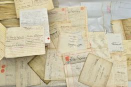 INDENTURES, a collection of approximately 100 legal documents or letters dating from 1720 - 1899