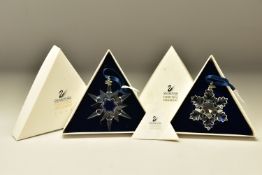 TWO BOXED SWAROVSKI ANNUAL CHRISTMAS ORNAMENTS 1996 AND 1997 (199734 and 211987), both designed by